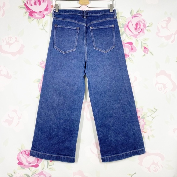 Banana Republic Dark Wash Hiigh Rise Wide Leg Crop Denim Jeans 28 - Picture 5 of 10